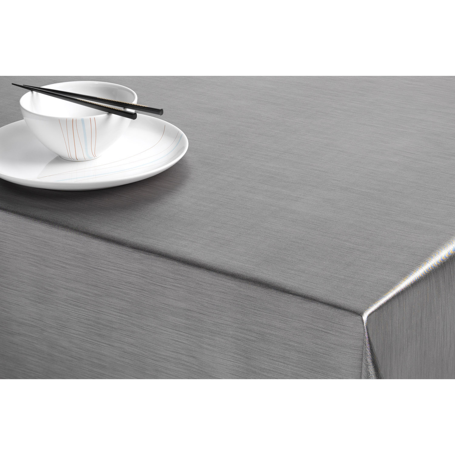 Bellatio Design Luxe tafelzeil/tafelkleed titanium grijs metallic look x 220 cm -