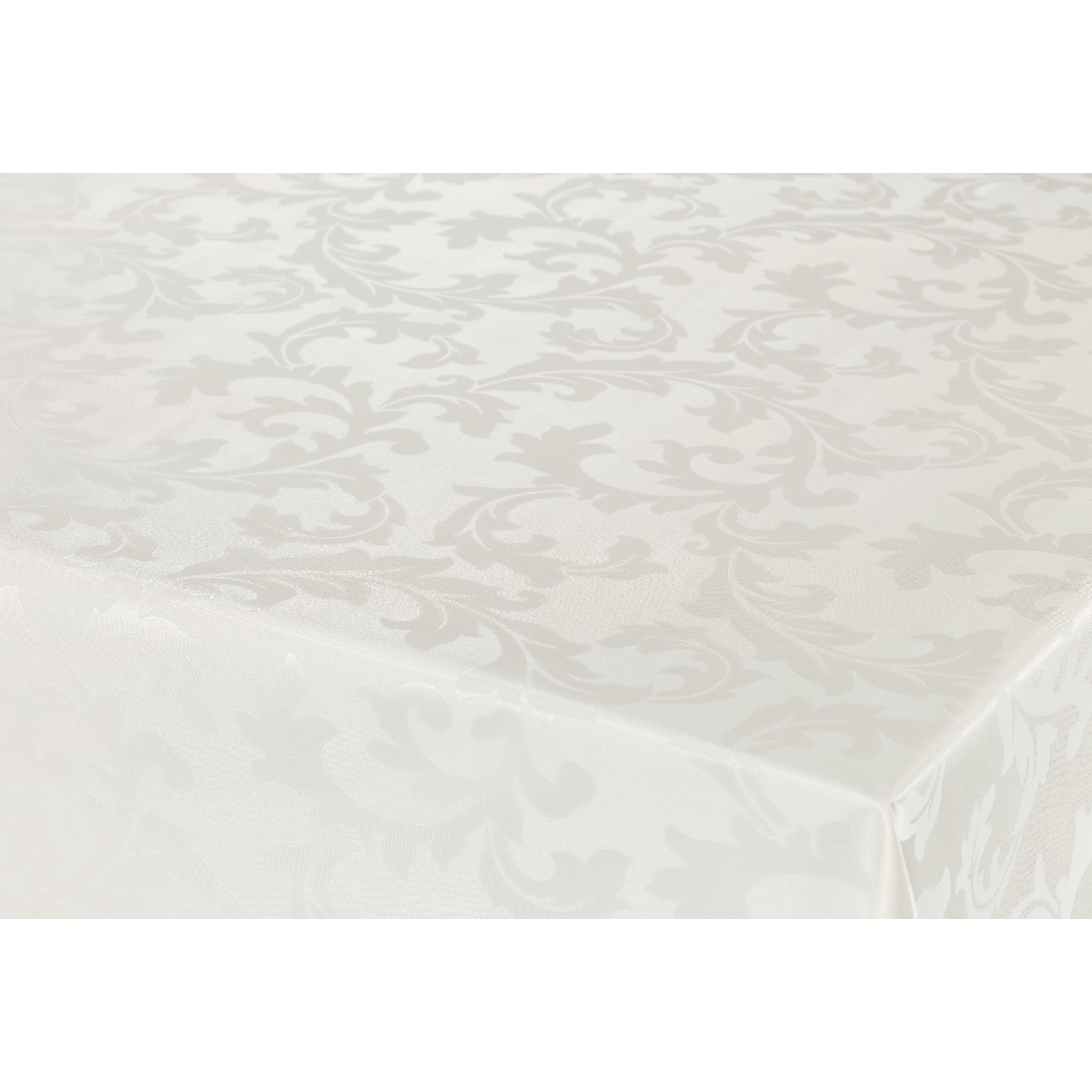 Bellatio Design Tafelzeil/tafelkleed Damast ivoor witte barok krullen print x 250 cm -