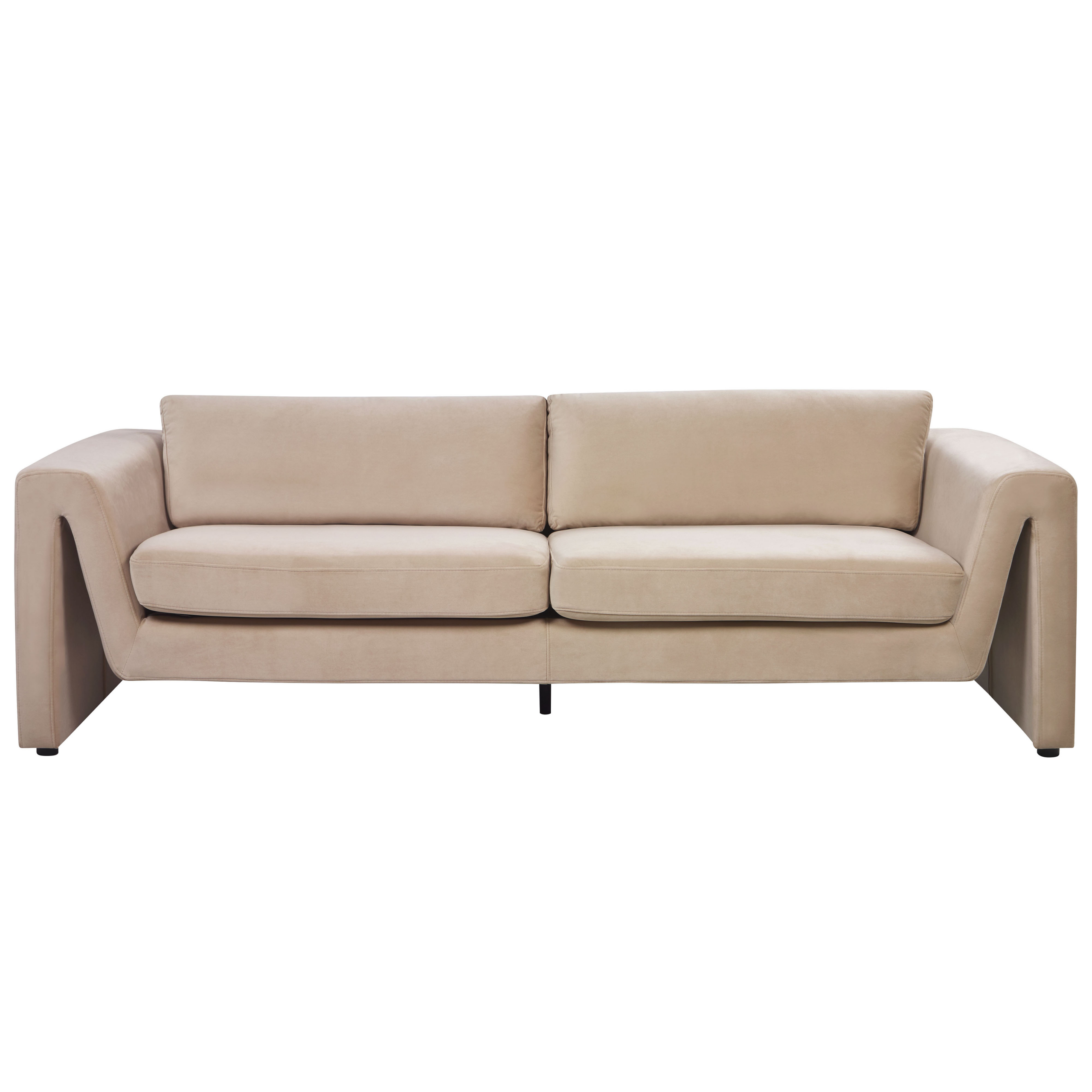 beliani 3-Sitzer Sofa Samt beige dicke Sitzkissen breite Armlehnen modernes Design Maunu - Beige