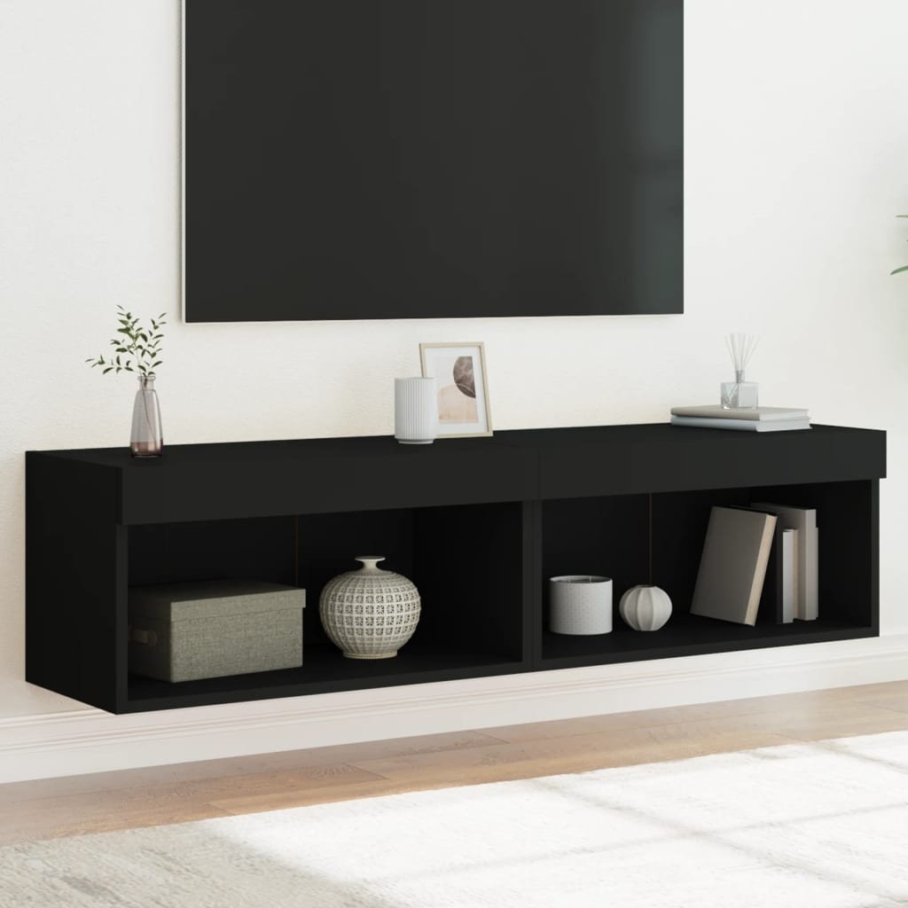 VidaXL Tv-meubels met LED-verlichting 2 st 60x30x30 cm zwart