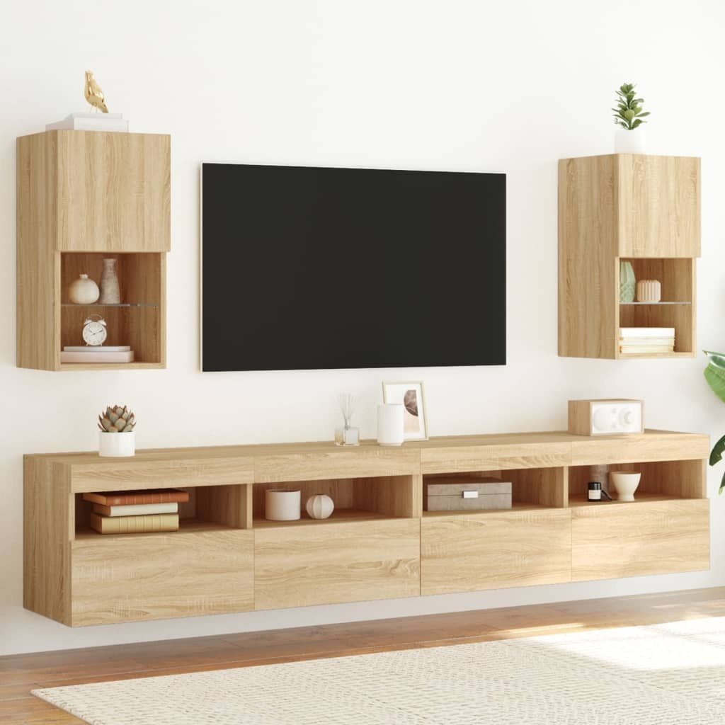 VidaXL Tv-meubelen 2 st LED-verlichting 30,5x30x60 cm sonoma eiken