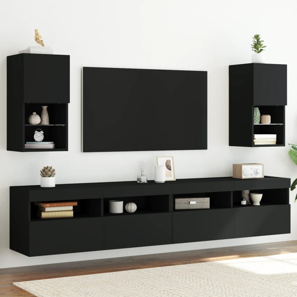 VidaXL Tv-meubelen 2 st met LED-verlichting 30,5x30x60 cm zwart