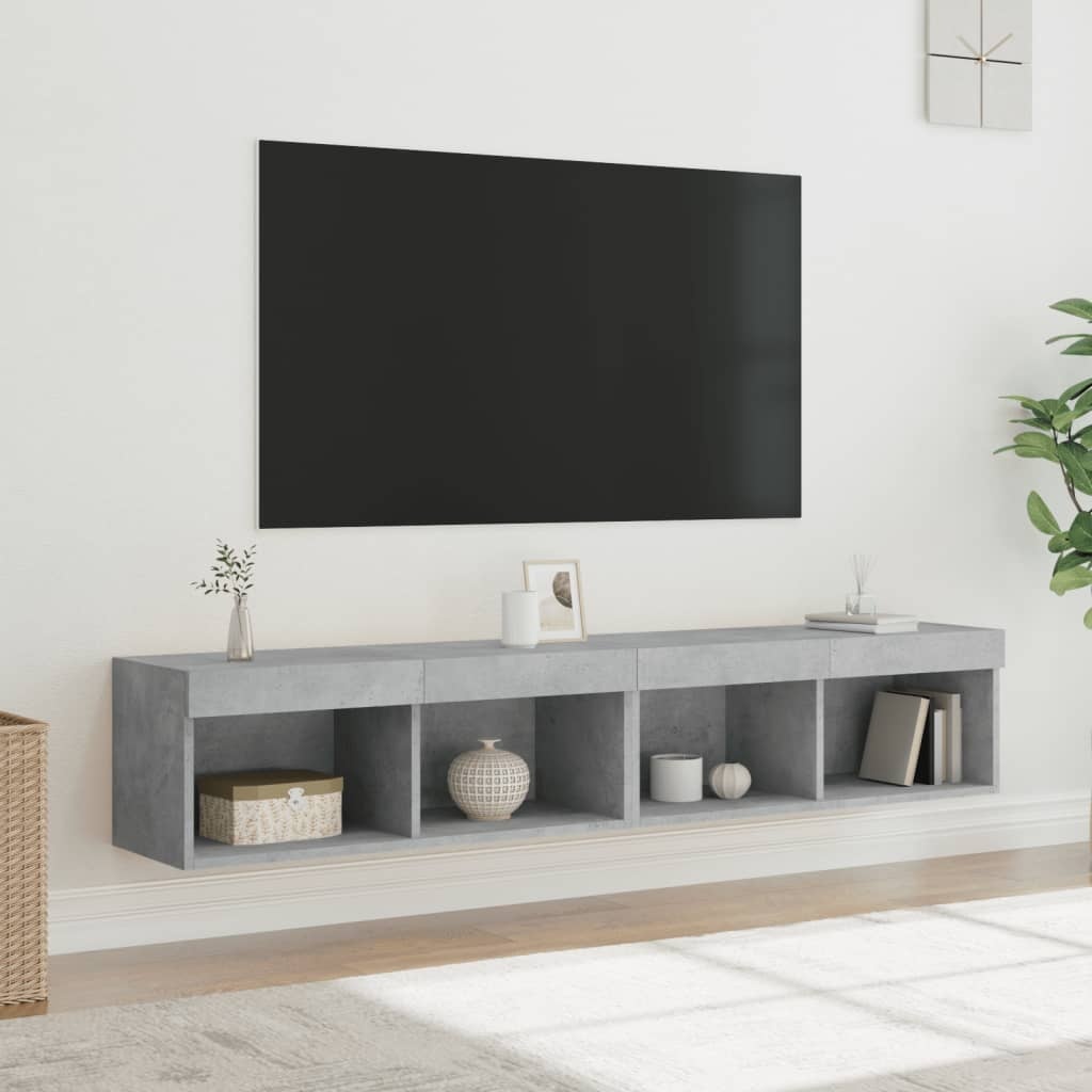 VidaXL Tv-meubels met LED-verlichting 2 st 80x30x30 cm betongrijs