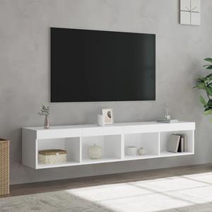 vidaXL TV-Schrank TV-Schränke mit LED-Leuchten 2 Stk. Weiß 80x30x30 cm (2-St)