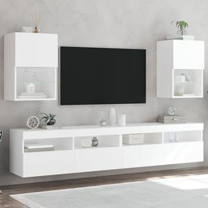 vidaXL TV-Schrank TV-Schränke mit LED-Leuchten 2 Stk Weiß 40,5x30x60 cm