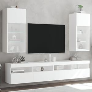 vidaXL TV-Schrank TV-Lowboard TV-Schränke mit LED-Leuchten 2 Stk Weiß 40,5x30x90 cm