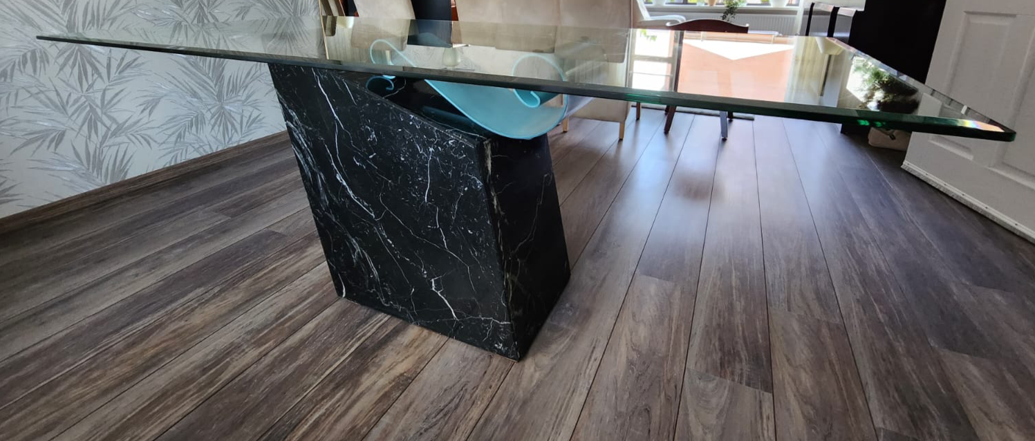 Whoppah Marble glass dining table Glass/Marble - Tweedehands