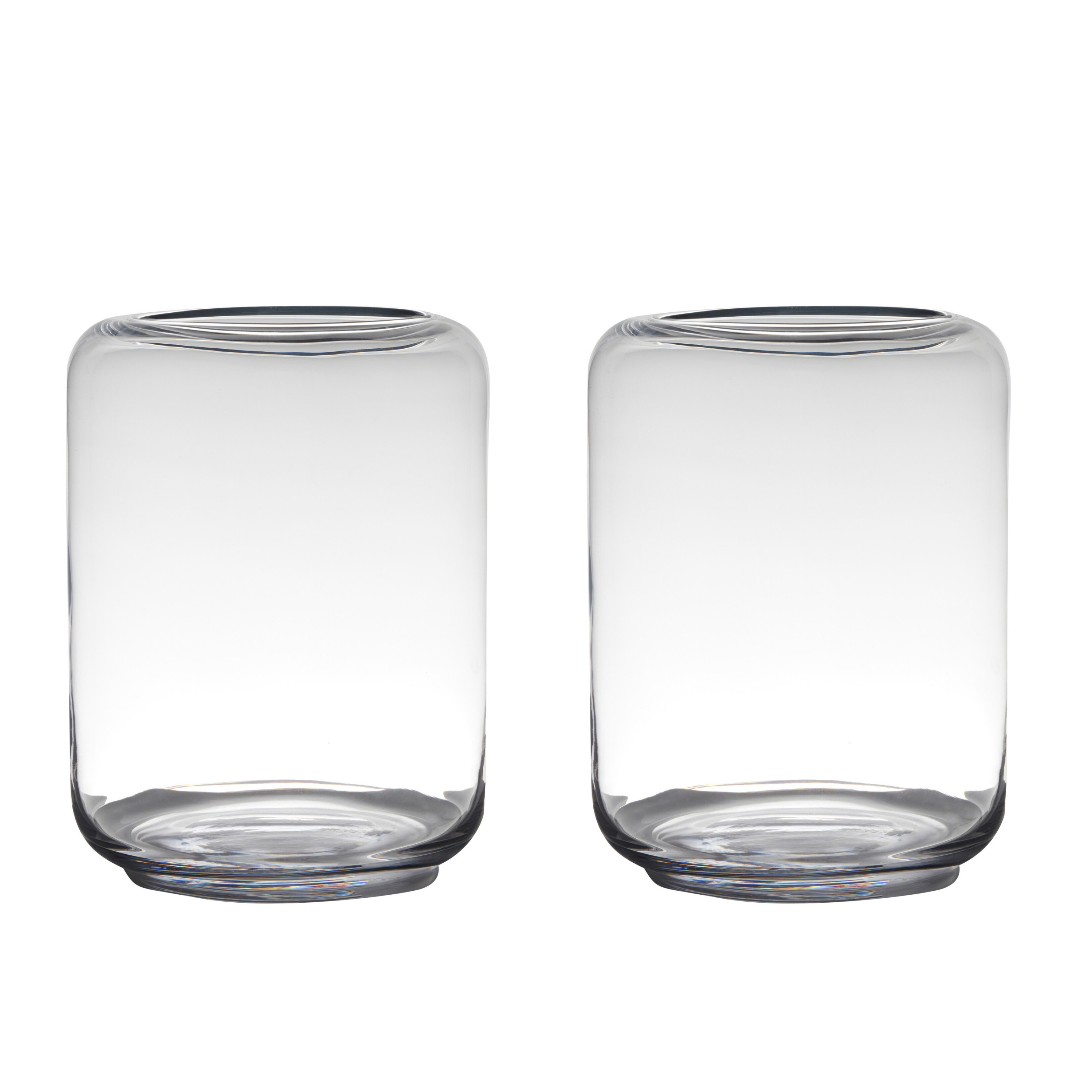Merkloos Set van 2x stuks transparante grote vaas/vazen van glas 30 x 23 cm -