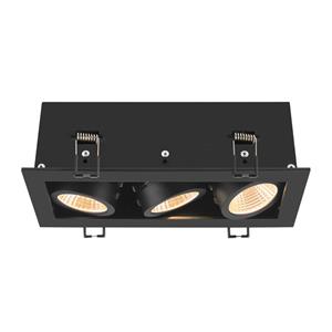 SLV Vierkante led inbouwspot Kadux Triple 3x Led - zwart - 3000K 1007567