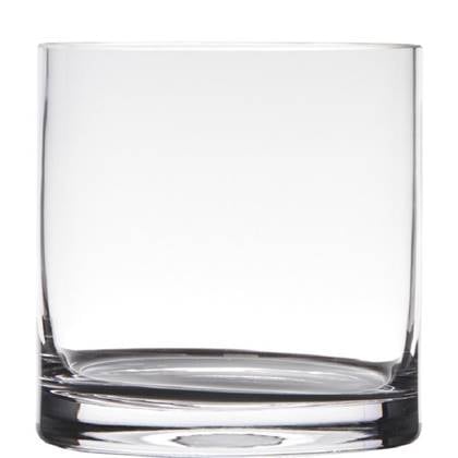 Hakbijl glass Transparante home-basics cilinder vorm vaas|vazen van glas 15 x 15 cm