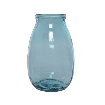 Decoris Vaas - blauw - gerecycled glas - 18 x 28 cm