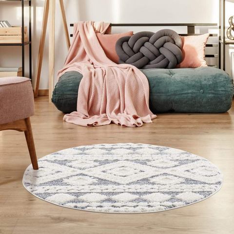 Carpet City Hoogpolig vloerkleed Focus 3005 Boho-vloerkleed, ruitdessin, bijzonder zacht, 3D-effect
