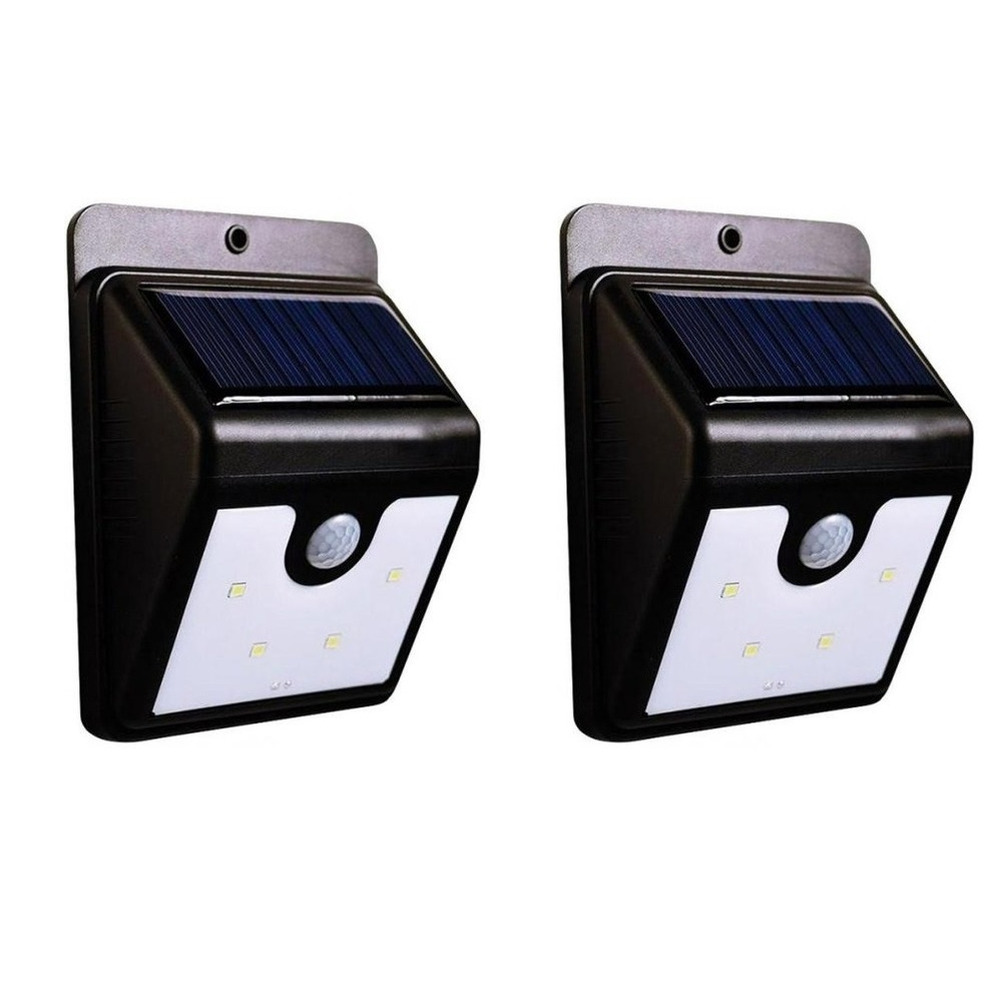 Merkloos 6x stuks solar tuinverlichting / muurlampen LED wandlamp spatwaterdicht met bewegingssensor -