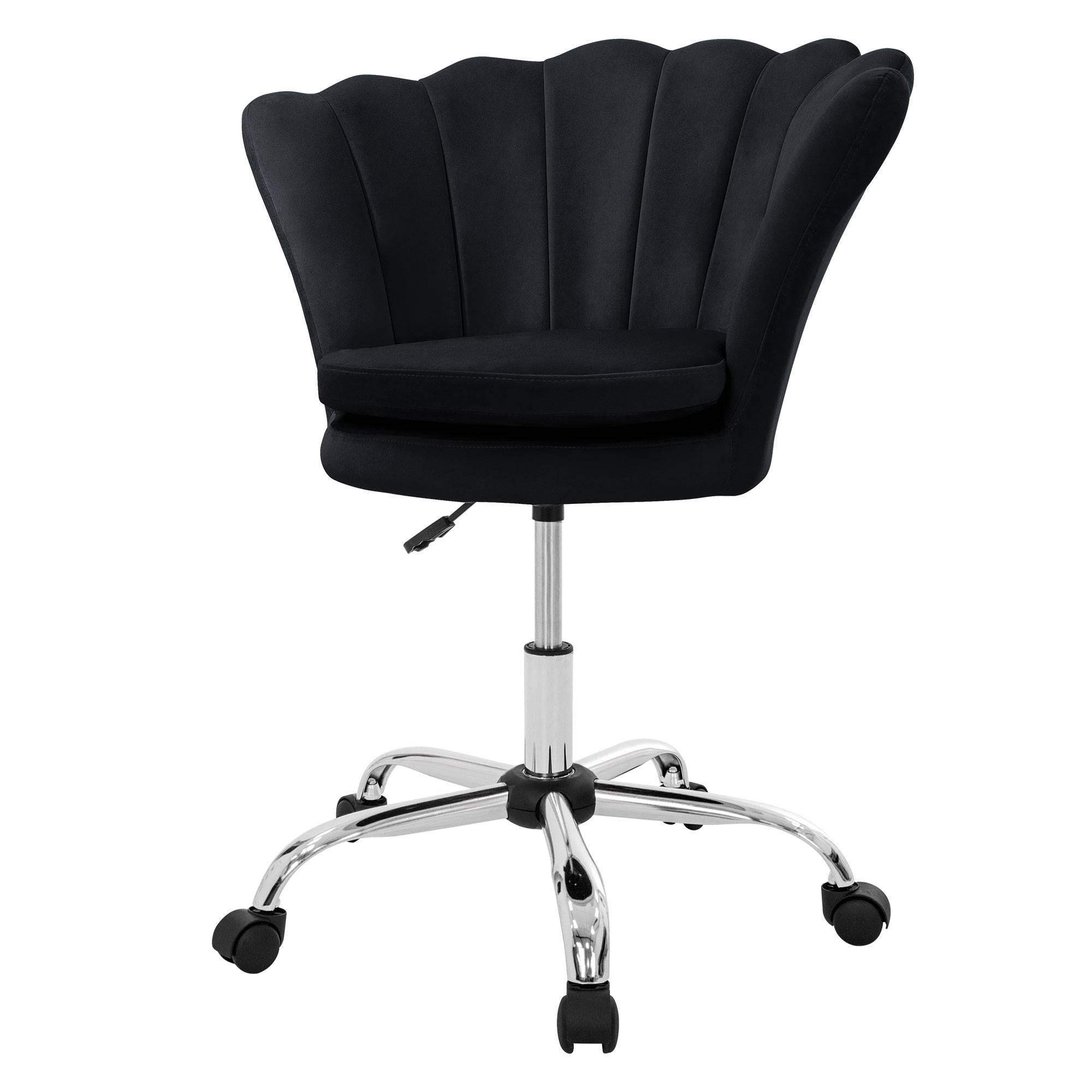 ML-Design Bürostuhl mit Rückenlehne, Schwarz, aus Samt mit Metallgestell, drehbar