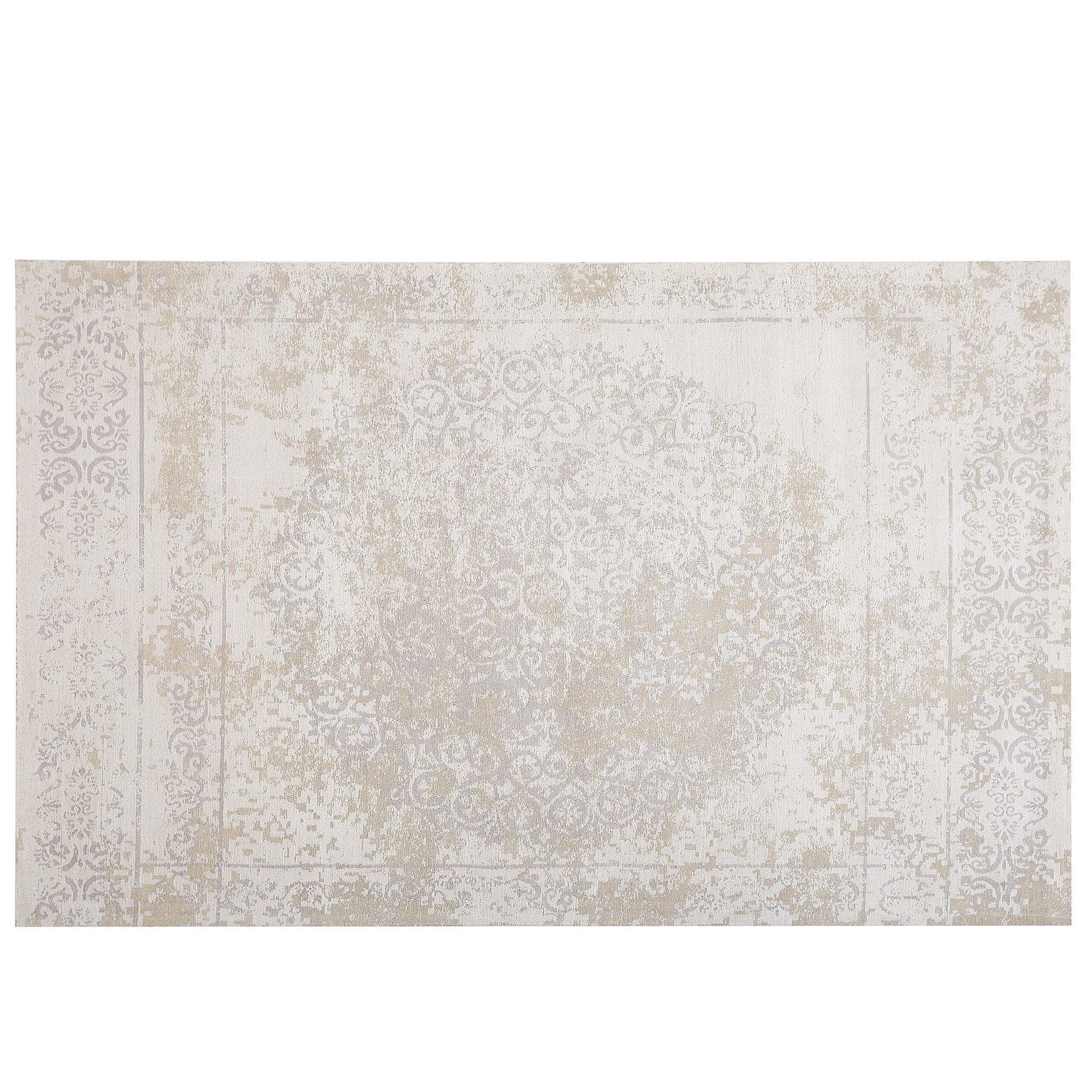 beliani Teppich Beige Baumwolle Rechteckig 140x200 cm Kurzflor Orientalisches Muster Antik-Optik Vintage Wohnzimmerteppich für Fußbodenheizung - Beige