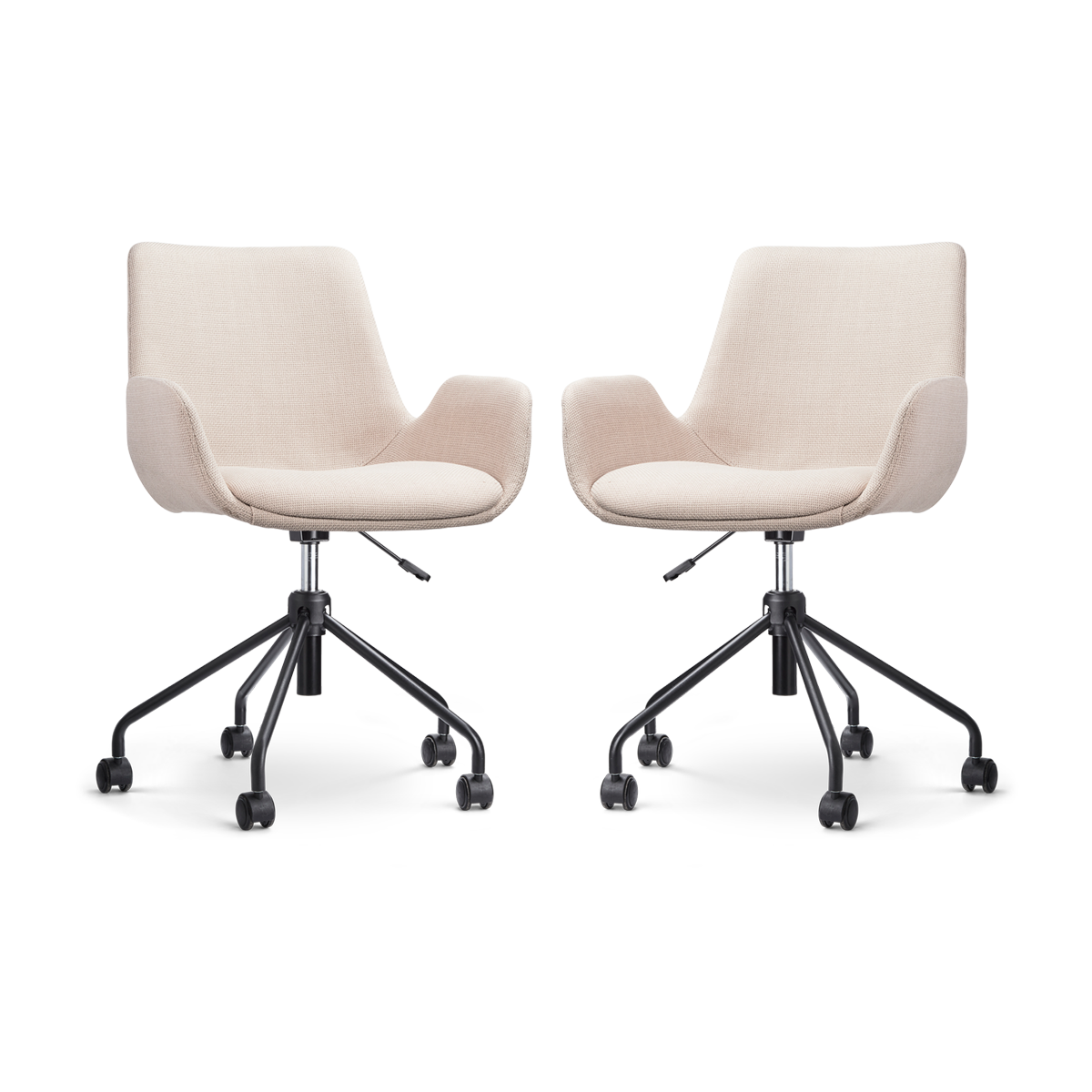 Nolon Nout-Eef bureaustoel beige - zwart onderstel - set van 2