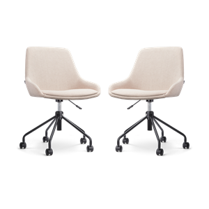 Nolon Nout-Isa bureaustoel beige - zwart onderstel - set van 2