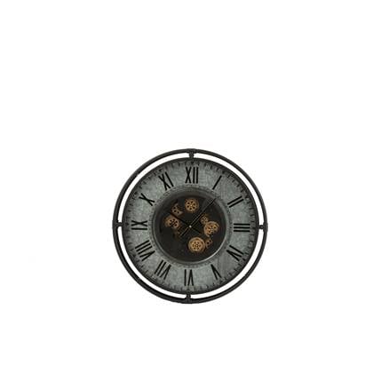 J-Line Romeinse Cijfers klok - metaal - grijs| zwart| goud - Ã 10 cm