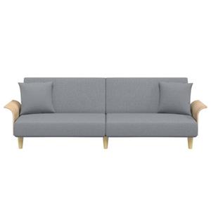 vidaXL Sofa Schlafsofa mit Armlehnen Hellgrau Stoff