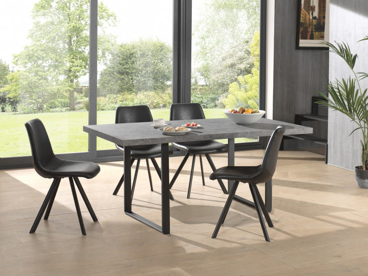 Meubelen-Online Eethoek Wilfred 180x90cm beton look met 4 stoelen