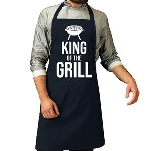 Bellatio Decorations Vaderdag cadeau schort - king of the grill - navy - keukenschort - heren - verjaardag -