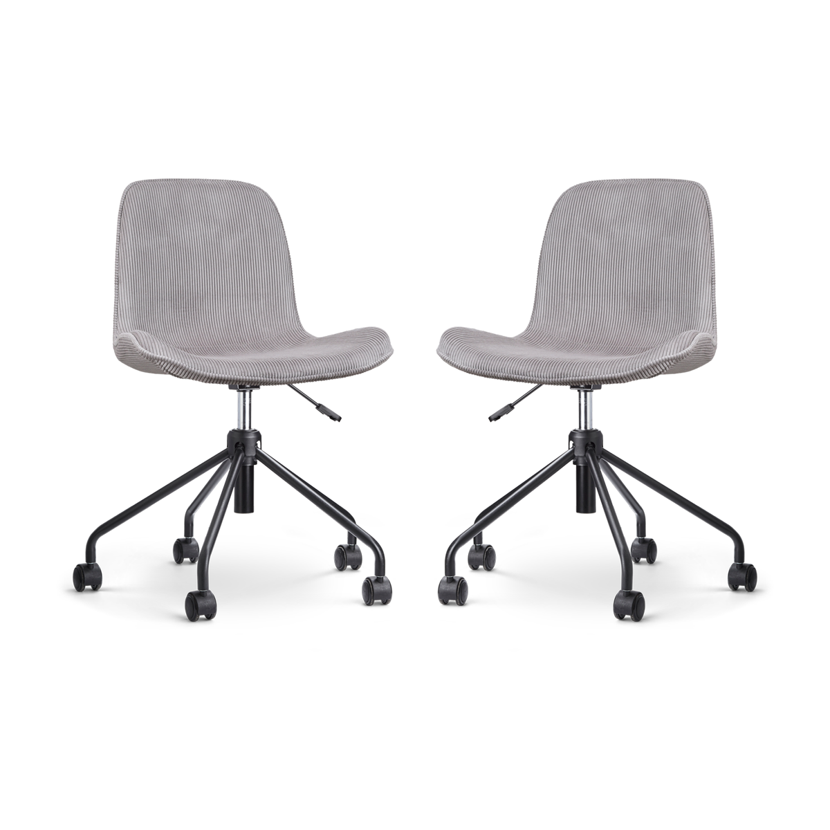 Nolon Nout-Fé bureaustoel rib warm grijs - zwart onderstel - set van 2