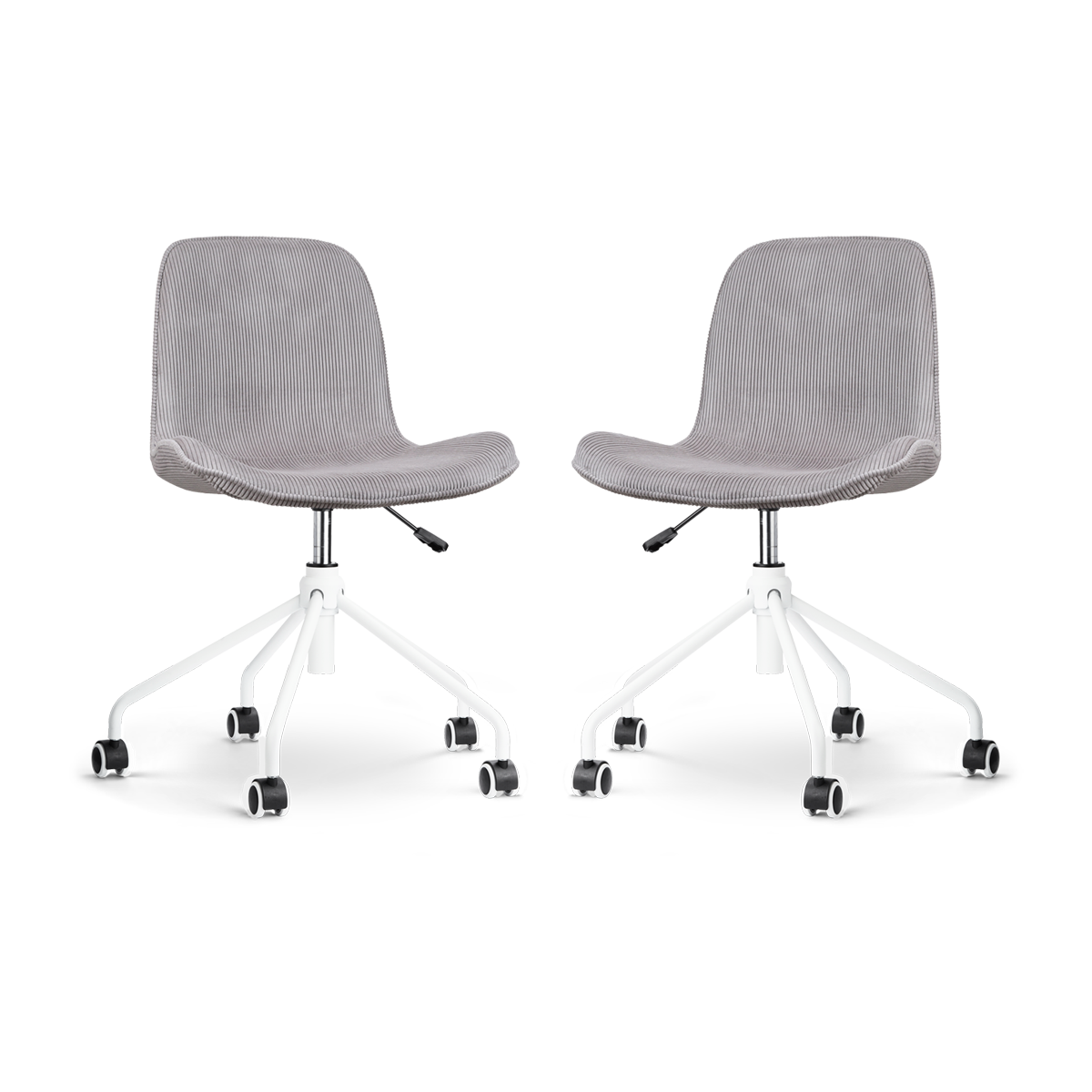 Nolon Nout-Fé bureaustoel rib warm grijs - wit onderstel - set van 2