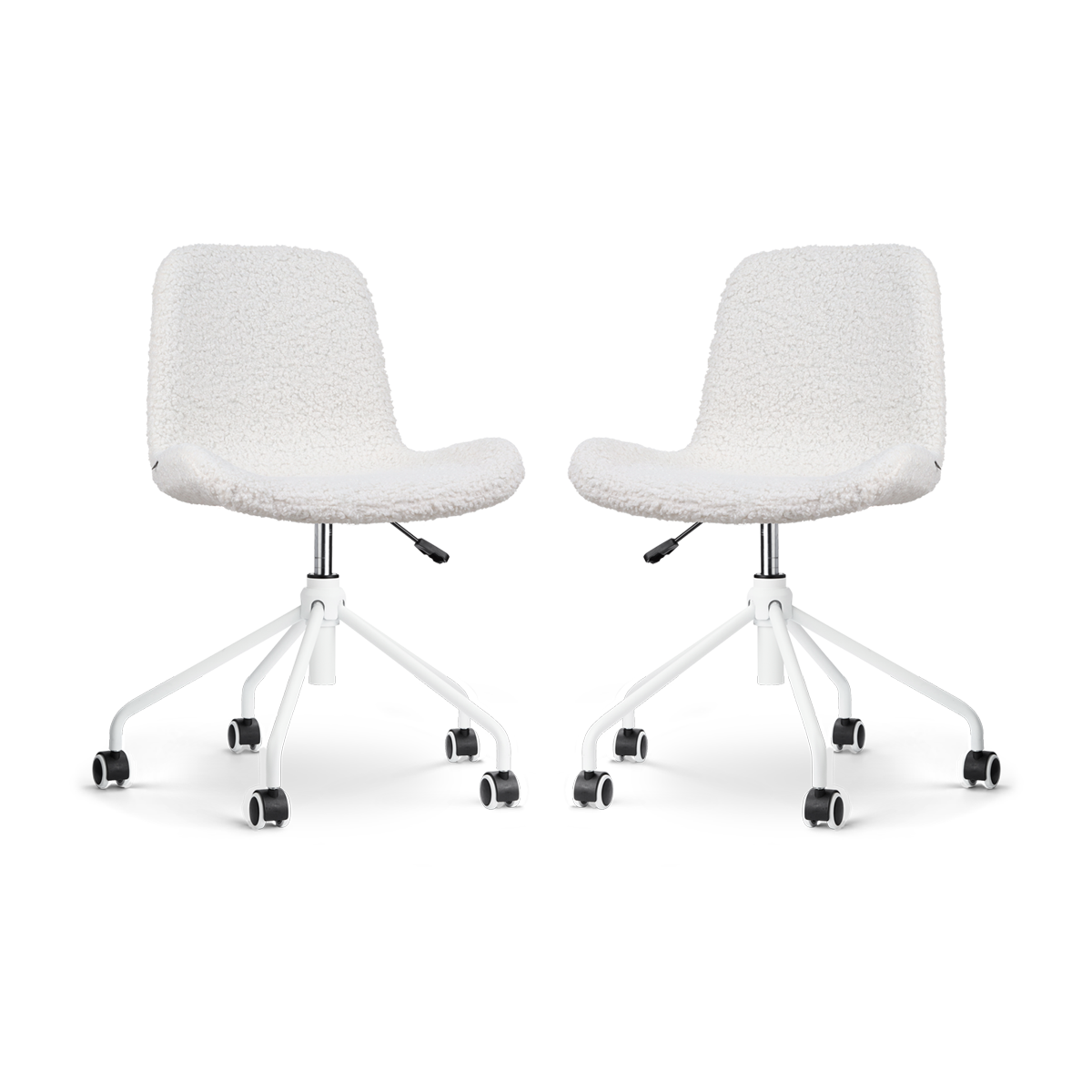 Nolon Nout-Fé bureaustoel teddy gebroken wit - wit onderstel - set van 2