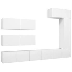 vidaXL TV-Schrank 7-tlg. TV-Schrank-Set Weiß Holzwerkstoff (7-St)