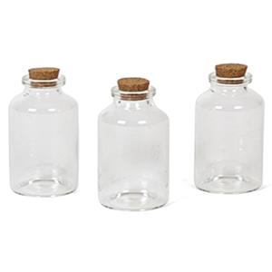 Gerimport 45x Kleine transparante glazen flesjes met kurken dop 30 ml -