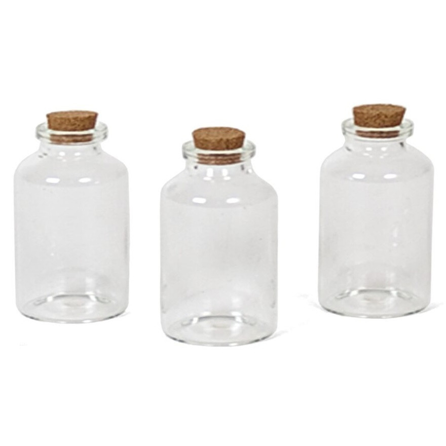 Gerimport 75x Kleine transparante glazen flesjes met kurken dop 30 ml -