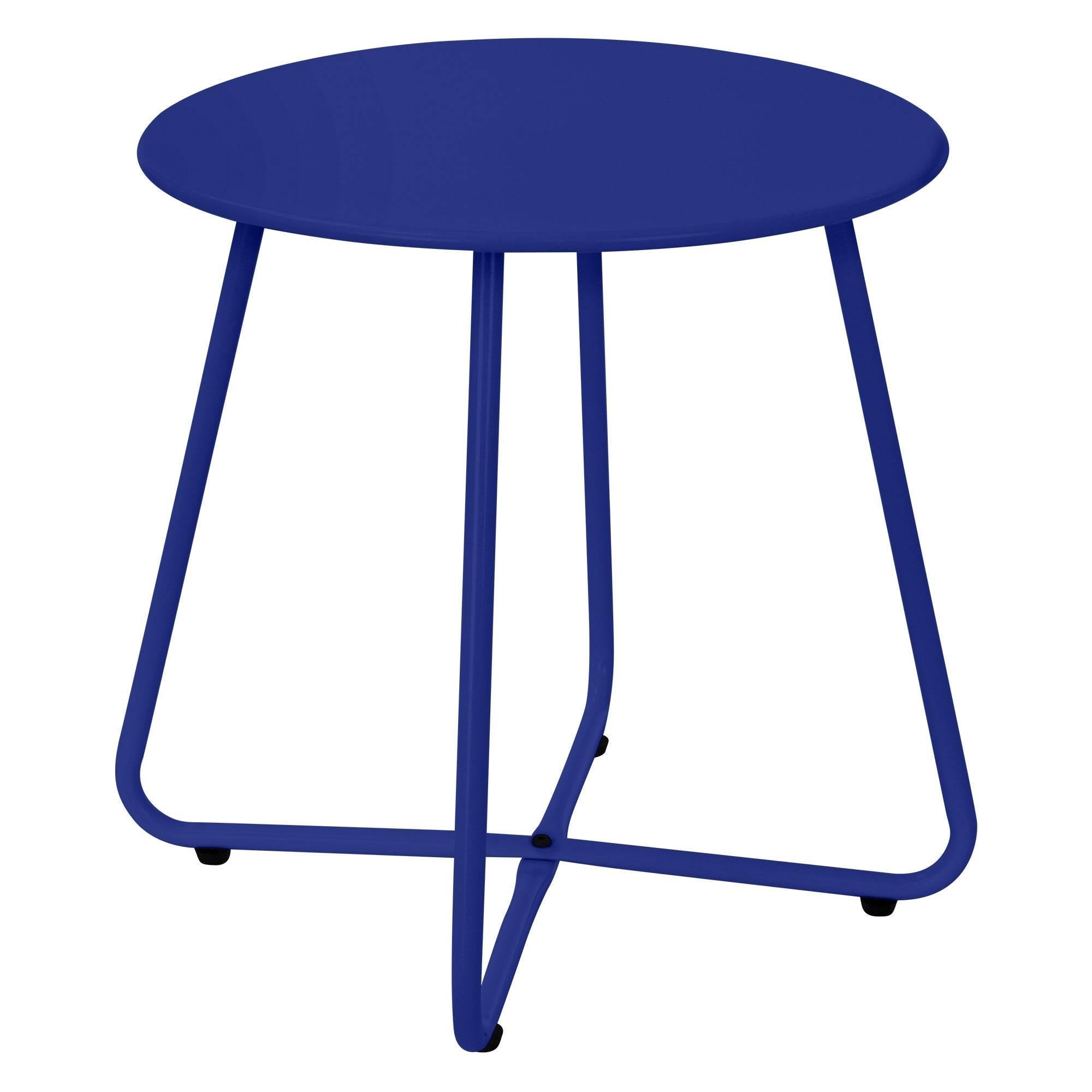 ml-design Kleiner Beistelltisch, 52x46 cm, Blau, aus Metall, Runder Kaffeetisch für Draußen, Sofatisch Wohnzimmertisch Couchtisch Nachttisch Gartentisch