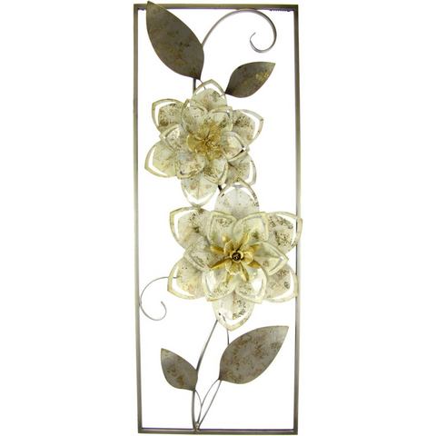 I.GE.A. Wanddecoratie Metallbild Blumen Blätter Blume Wanddeko Wandskulptur Bild 3D Blüten (1 stuk)