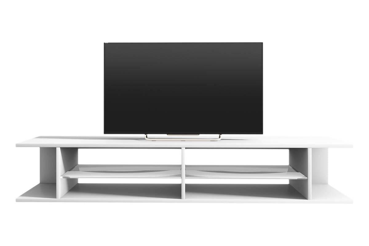 Mitchell - TV-Lowboard mit led, Weiß Matt / Weiß Glanz, 180 cm breit - Weiß - Selsey