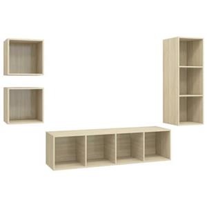 vidaXL TV-Schrank 4-tlg. TV-Schrank-Set Sonoma-Eiche Holzwerkstoff (1-St)