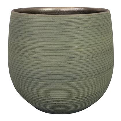 Ter Steege Plantenpot - donkergroen - stripes - keramiek - D36xH32 cm