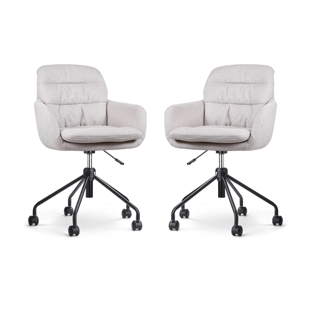Nolon Nout-Mia bureaustoel beige - zwart onderstel - set van 2