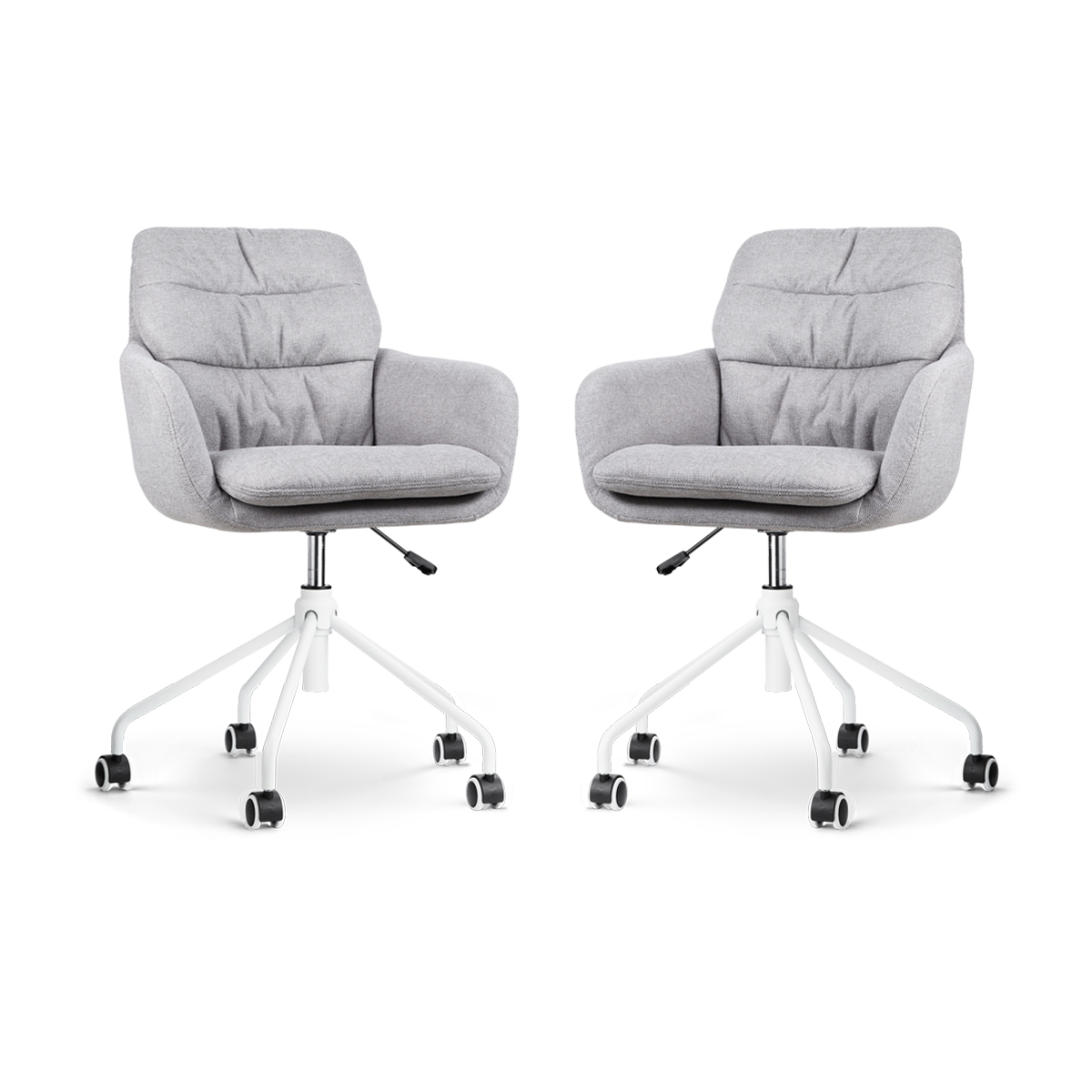 Nolon Nout-Mia bureaustoel grijs - wit onderstel - set van 2