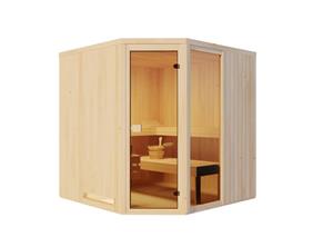 Finntherm - Innensauna Family Innensauna 2 Sitzbänke aus Holz, Saunakabine mit 40 mm Wandstärke, Infrarotsauna mit Montagematerial - Naturbelassen