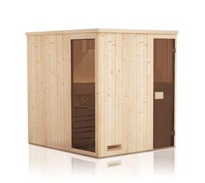 FinnTherm Innensauna Miranda 2 Sitzbänke aus Holz in Naturbelassen Saunakabine Wandstärke: 40 mm Infrarotsauna - Naturbelassen