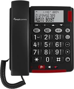 Amplicomms Telefoon met grote toetsen, 2 directe kiestoetsen en groot display.