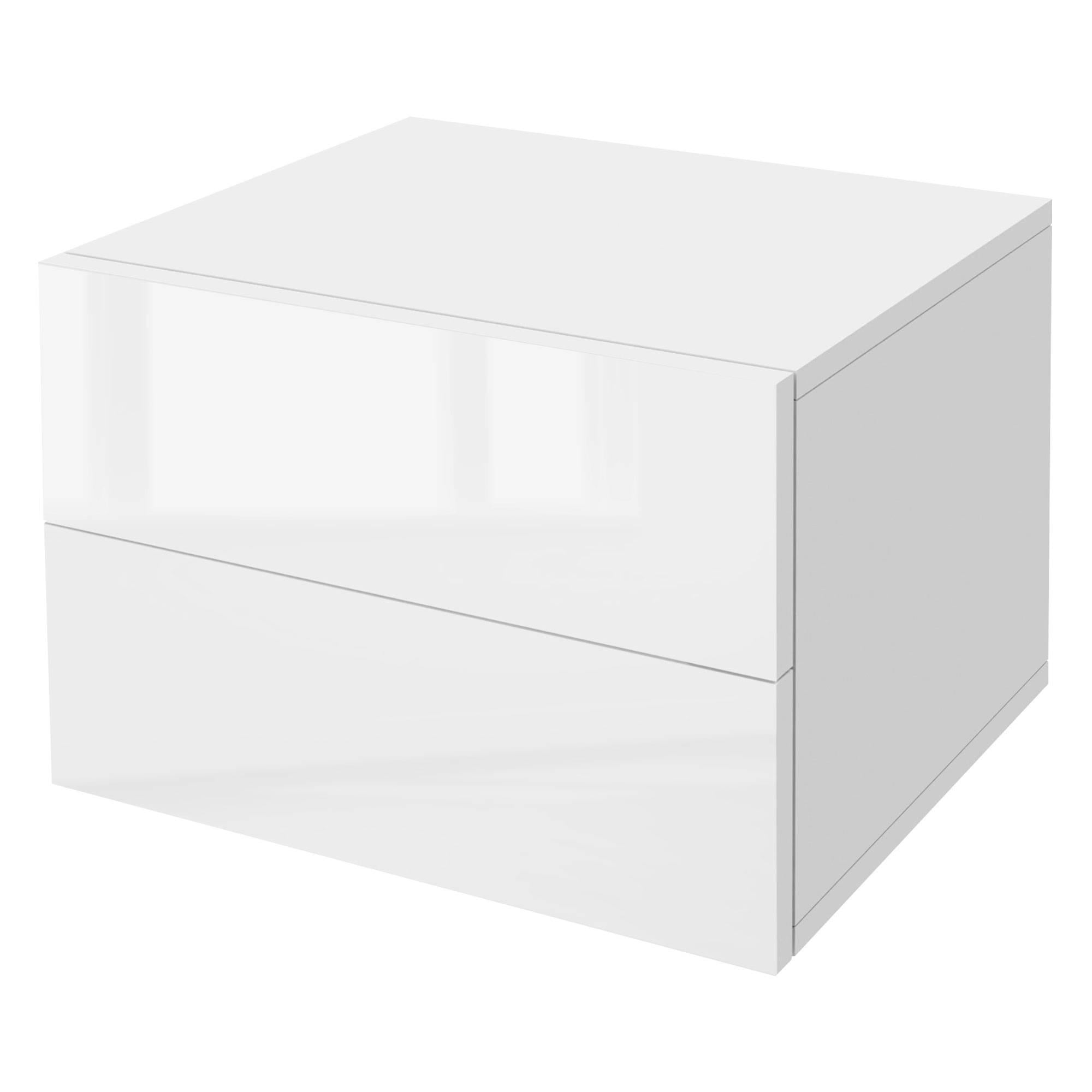 Nachttisch mit zwei Schubladen 42x29x30 cm Weiß glänzend ML-Design