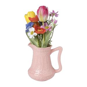 Xenos Vaasje met bloemen - licht roze - ø17x30 cm