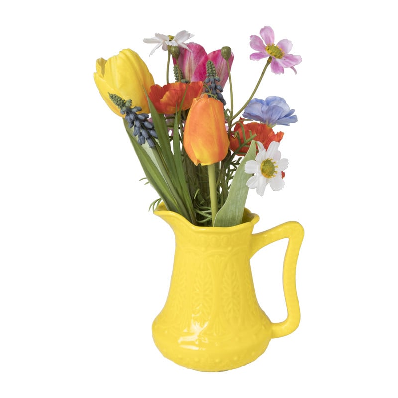 Xenos Vaasje met bloemen - geel - ø17x30 cm