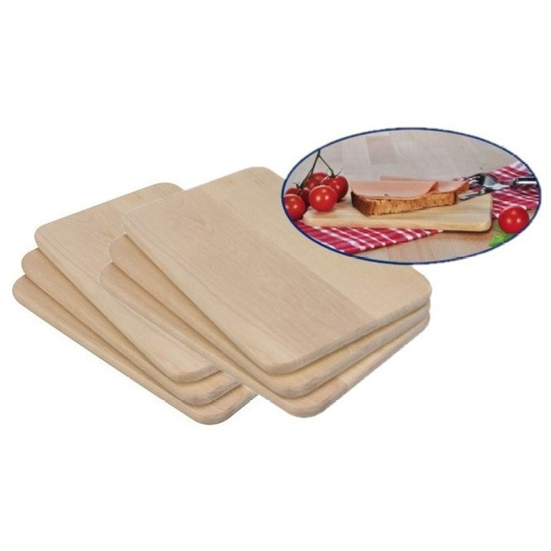 Merkloos Set van 6x houten serveer planken / broodplanken 21,5 cm -