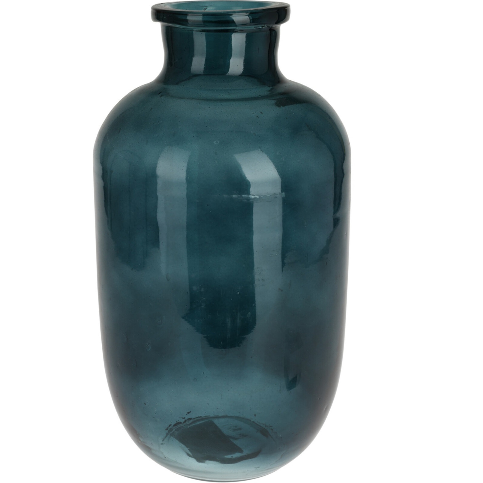 H&S Collection Bloemenvaas San Remo - glas - blauw transparant - D18 x H35 cm -