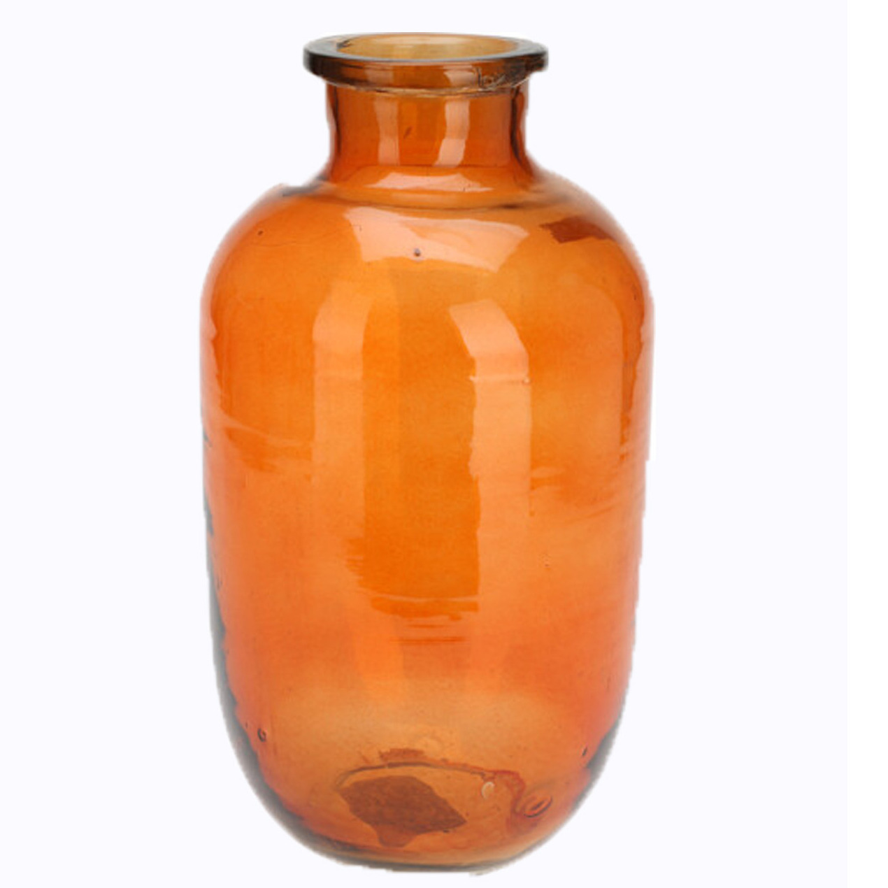 H&S Collection Bloemenvaas San Remo - glas - terra oranje transparant - D18 x H35 cm -