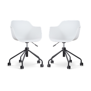 Nolon Nout-Puk bureaustoel wit - zwart onderstel - set van 2