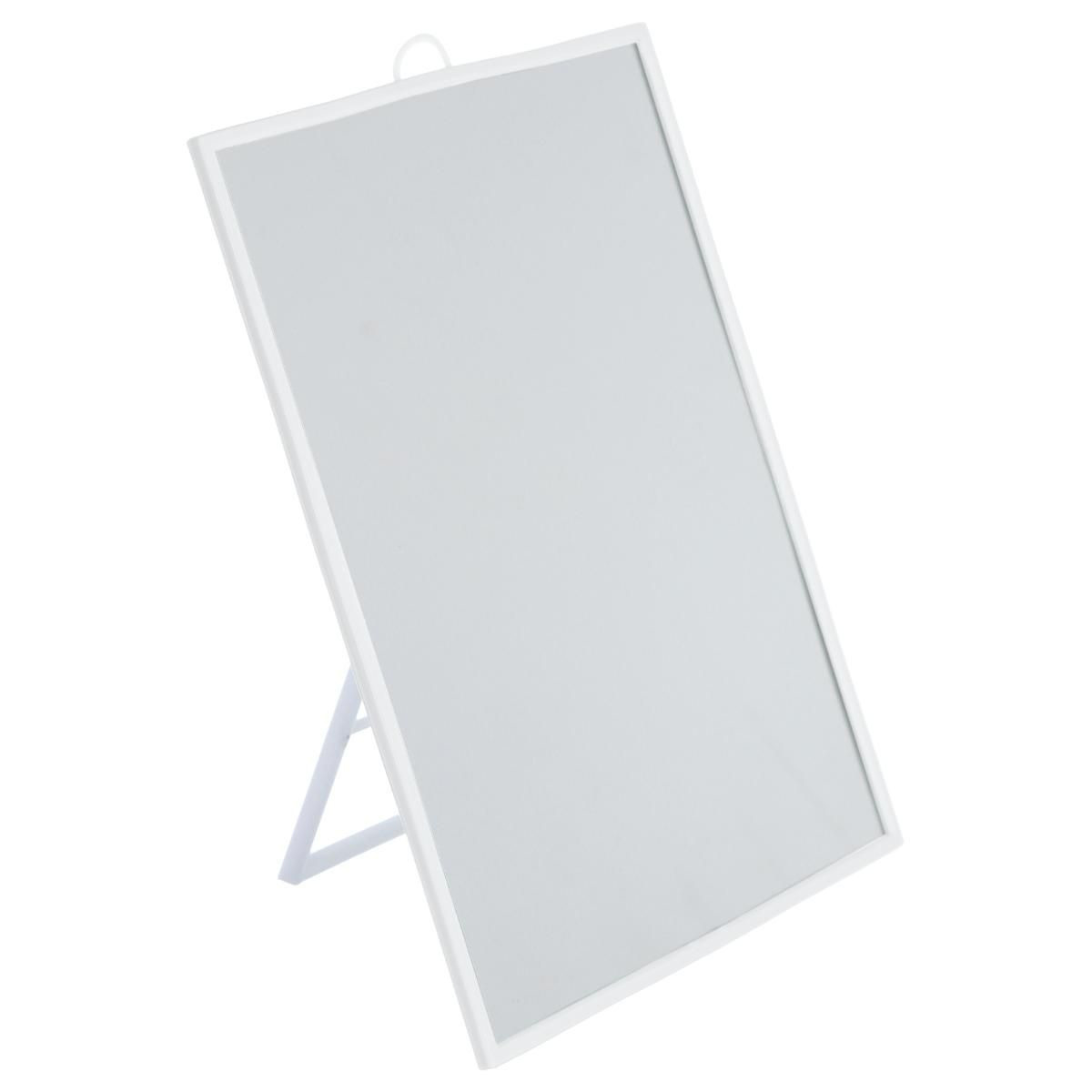 5five Basic make-up spiegel/scheerspiegel op standaard kunststof 15 x 20 cm wit -