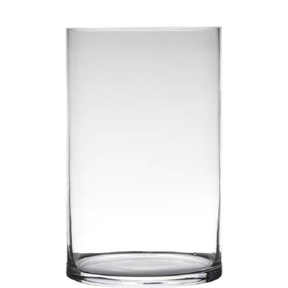 Hakbijl glass Transparante home-basics cilinder vorm vaas|vazen van glas 30 x 19 cm